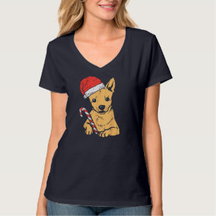 Weihnachtsmannmütze Chihuahua Chiwawa Dog Weihnach T-Shirt