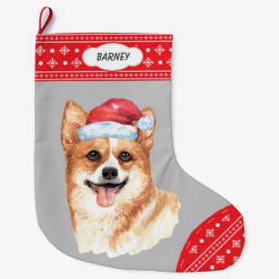 Weihnachtsmannmütze Corgi Großer Weihnachtsstrumpf