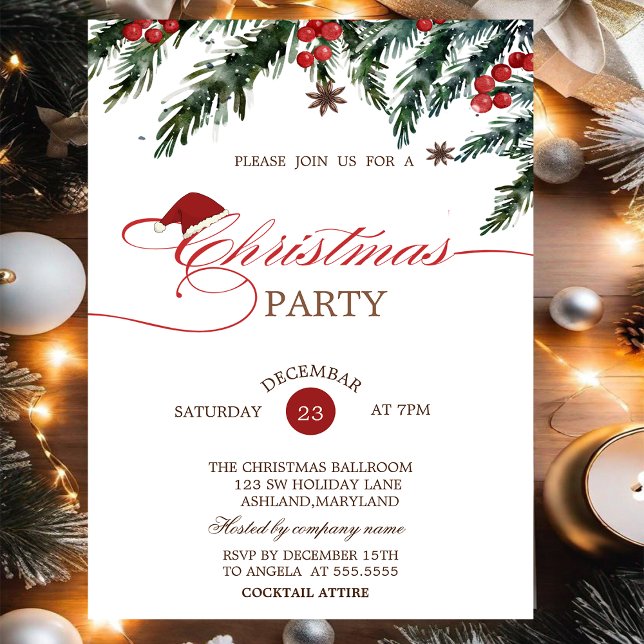 Weihnachtsmannmütze der Kiefernbäume, Weihnachten Einladung (Von Creator hochgeladen)