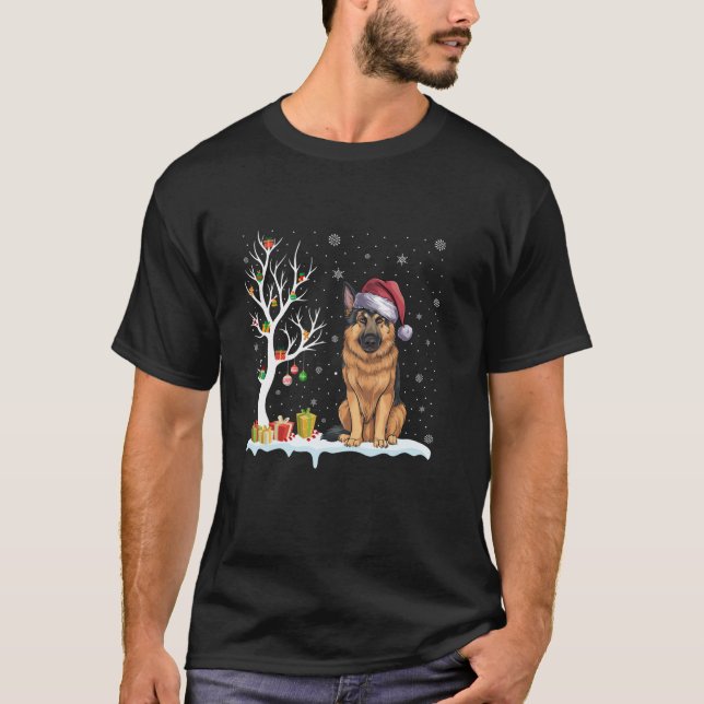 Weihnachtsmannmütze des Hundes der deutschen Schäf T-Shirt (Vorderseite)