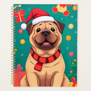 Weihnachtsmannmütze des niedlichen Hundes Planer