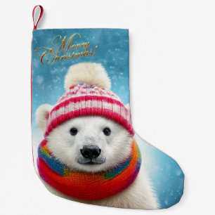 Weihnachtsmannmütze des Polarbären und des Scards Kleiner Weihnachtsstrumpf