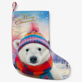 Weihnachtsmannmütze des Polarbären und des Scards Kleiner Weihnachtsstrumpf