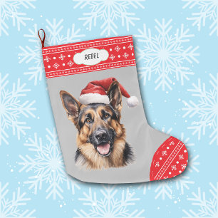Weihnachtsmannmütze Deutscher Schäferhund Hund Sno Großer Weihnachtsstrumpf