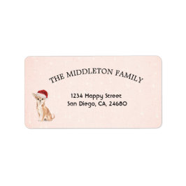 Weihnachtsmannmütze Dog Chihuahua Frohe Weihnachte Adressaufkleber