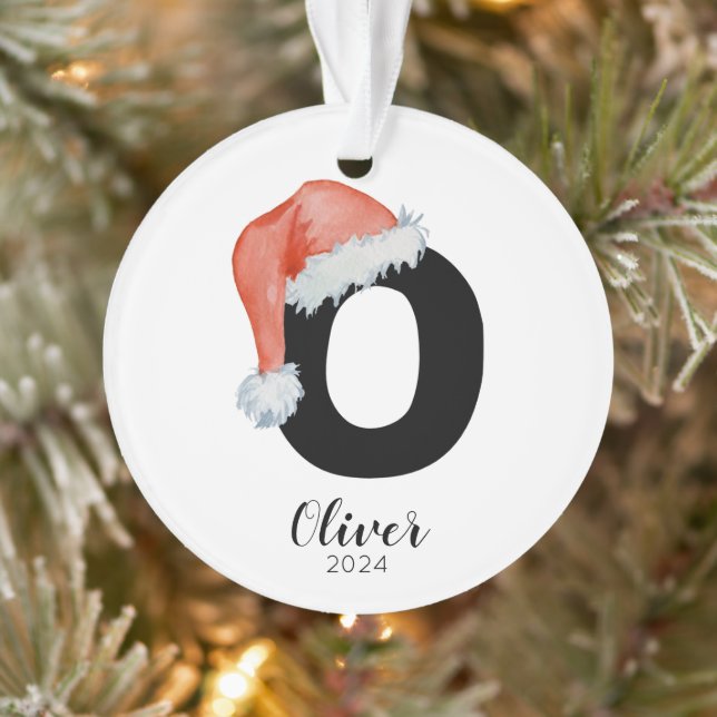 Weihnachtsmannmütze Einfach anpassbarer Brief an W Ornament (Baum)