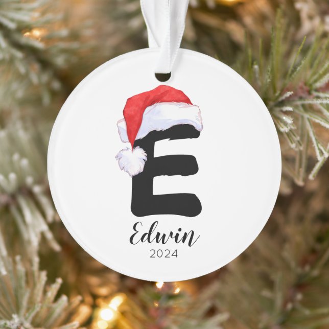 Weihnachtsmannmütze Einfach anpassbarer Brief E We Ornament (Baum)