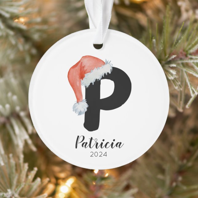 Weihnachtsmannmütze Einfach anpassbarer Brief P We Ornament (Baum)