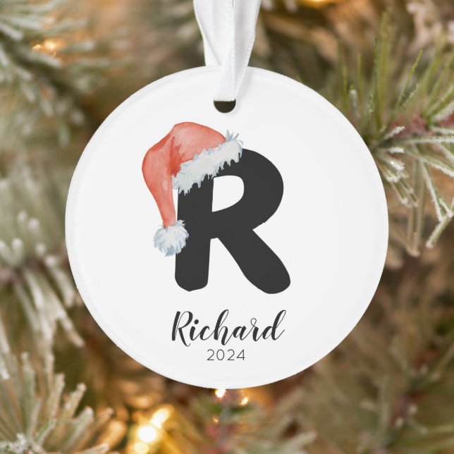 Weihnachtsmannmütze Einfach anpassbarer Brief R We Ornament (Baum)