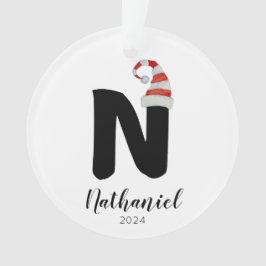 Weihnachtsmannmütze Einfach anpassbarer Buchstabe  Ornament