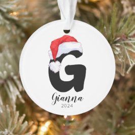 Weihnachtsmannmütze Einfach anpassbarer Buchstabe  Ornament