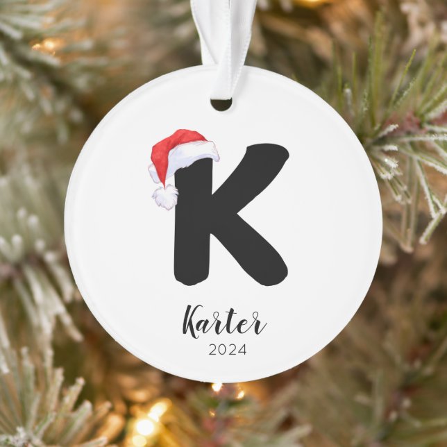 Weihnachtsmannmütze Einfach anpassbarer Buchstabe  Ornament (Baum)