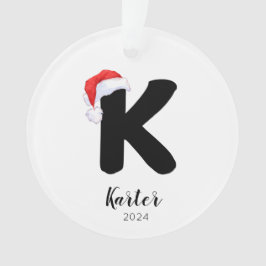 Weihnachtsmannmütze Einfach anpassbarer Buchstabe  Ornament