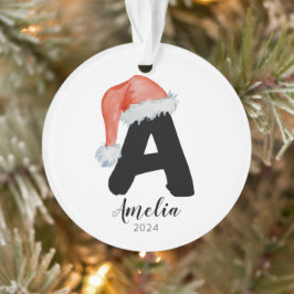 Weihnachtsmannmütze Einfach anpassbarer Buchstabe  Ornament