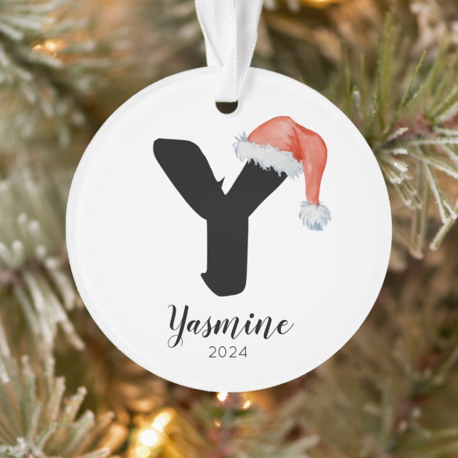 Weihnachtsmannmütze Einfach anpassbarer Buchstabe  Ornament (Baum)