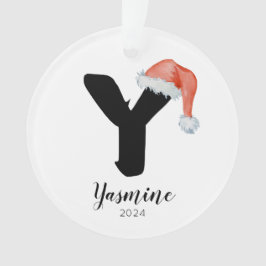 Weihnachtsmannmütze Einfach anpassbarer Buchstabe  Ornament