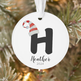 Weihnachtsmannmütze Einfach anpassbarer Buchstabe  Ornament
