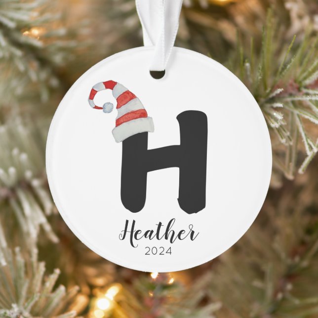 Weihnachtsmannmütze Einfach anpassbarer Buchstabe  Ornament (Baum)