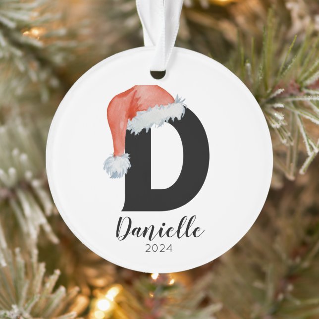 Weihnachtsmannmütze Einfach anpassbarer Letter D W Ornament (Baum)