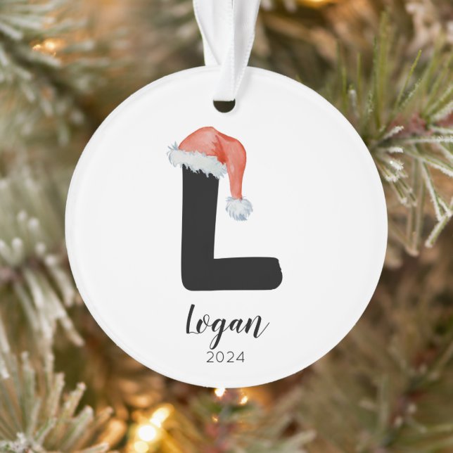 Weihnachtsmannmütze Einfach anpassbarer Letter L C Ornament (Baum)