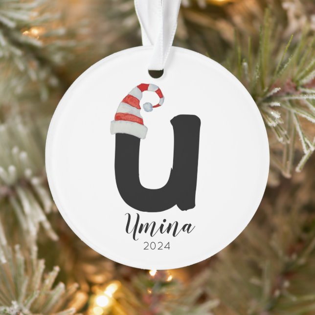 Weihnachtsmannmütze Einfach anpassbarer Letter U C Ornament (Baum)