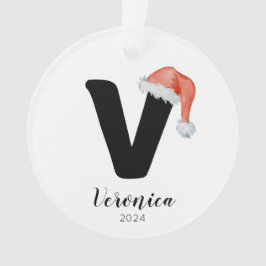 Weihnachtsmannmütze Einfach anpassbarer Letter V W Ornament
