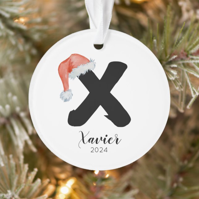Weihnachtsmannmütze Einfach anpassbarer Letter X W Ornament (Baum)