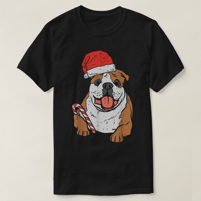 Weihnachtsmannmütze English Bulldog Dog Christmas  T-Shirt (Design vorne)