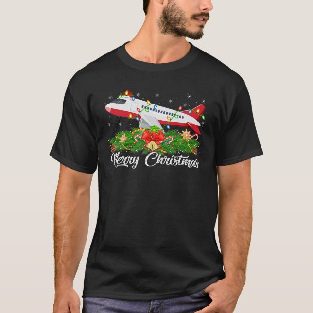 Weihnachtsmannmütze-Flugzeug-Langstreckenflug Chri T-Shirt (Vorderseite)