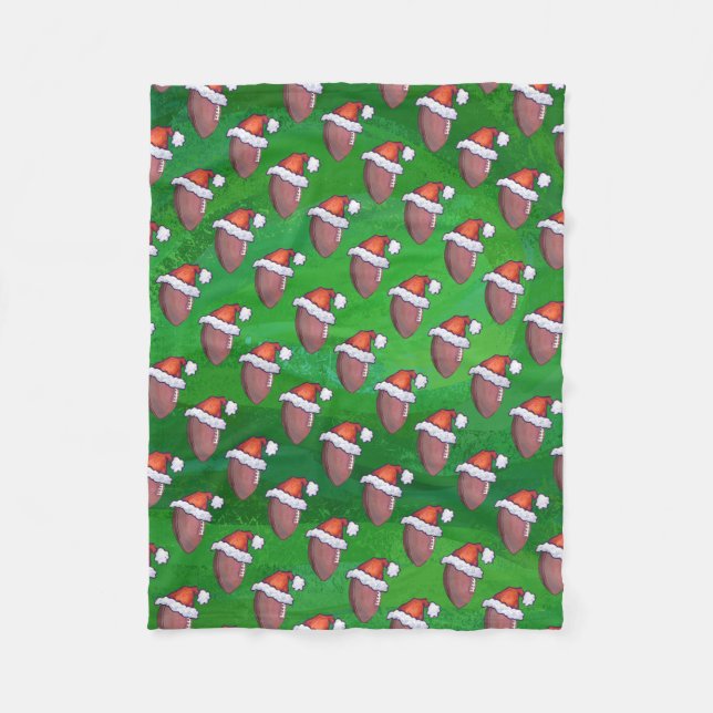 Weihnachtsmannmütze Football auf Grün Fleecedecke (Vorderseite)
