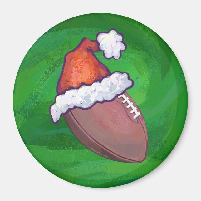 Weihnachtsmannmütze Football auf Grün Magnet (Vorne)