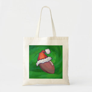 Weihnachtsmannmütze Football auf Grün Tragetasche