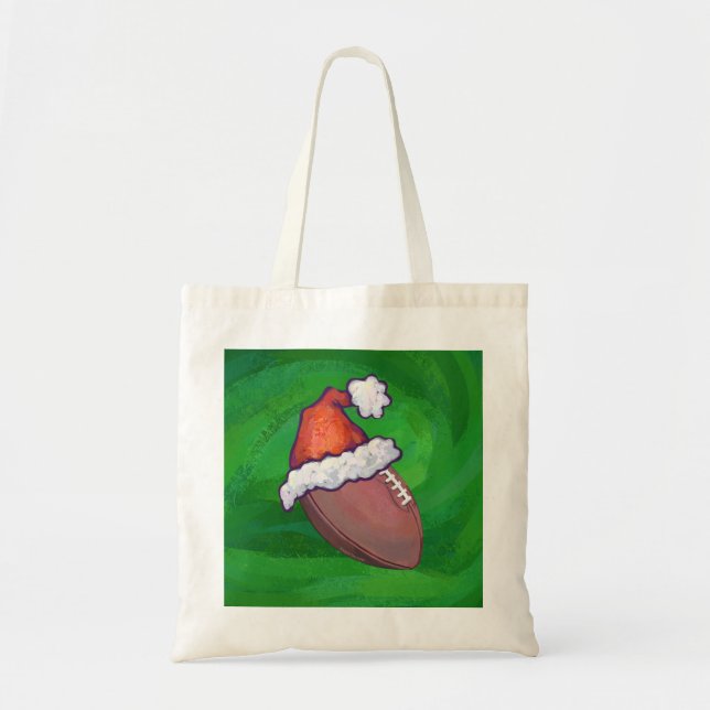 Weihnachtsmannmütze Football auf Grün Tragetasche (Vorne)