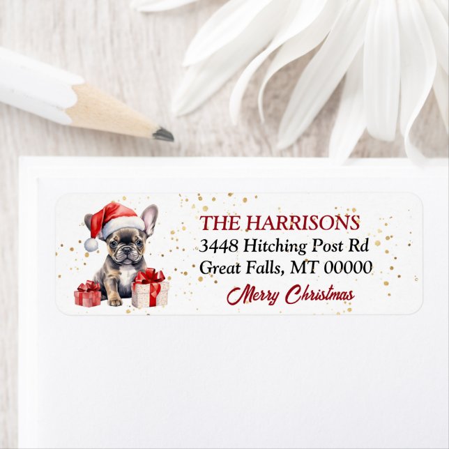 Weihnachtsmannmütze French Bulldog Welpengeschenke (Insitu)
