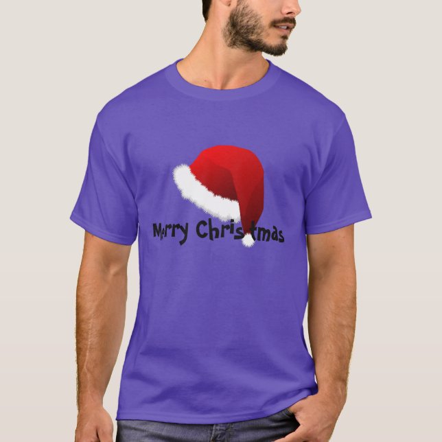 Weihnachtsmannmütze-frohe Weihnachten Shirt-Lila T-Shirt (Vorderseite)