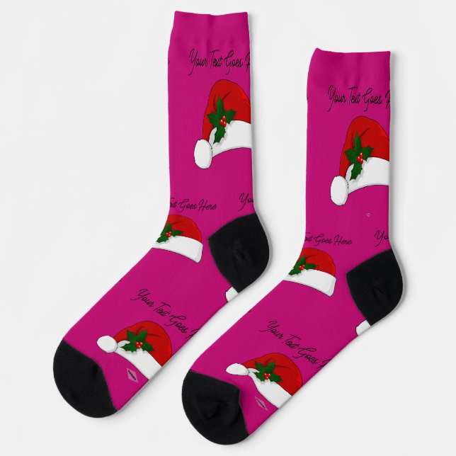 Weihnachtsmannmütze für benutzerdefinierte Designs Socken (Linkes Detail)