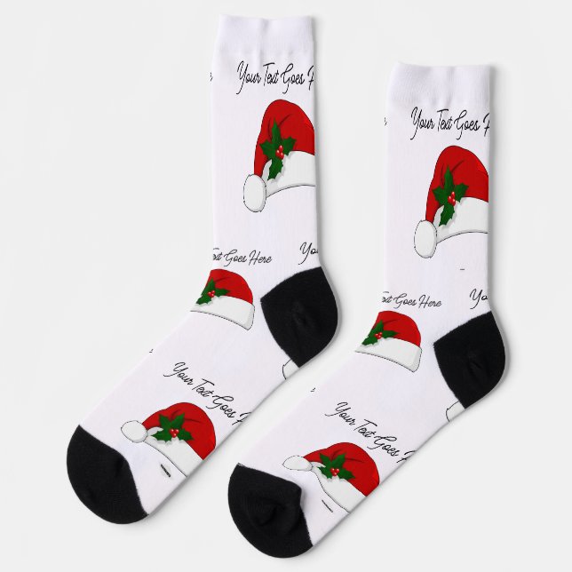 Weihnachtsmannmütze für benutzerdefinierte Designs Socken (Linkes Detail)
