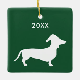 Weihnachtsmannmütze für niedliche Hunde und indivi Keramikornament