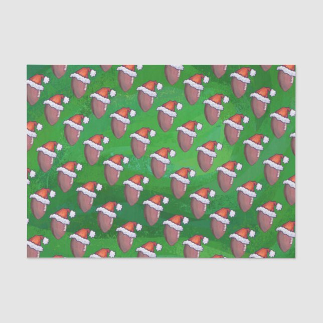Weihnachtsmannmütze-Fußball auf Grün Seidenpapier (Vorderseite)