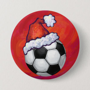 Weihnachtsmannmütze Fußball auf Rot Button