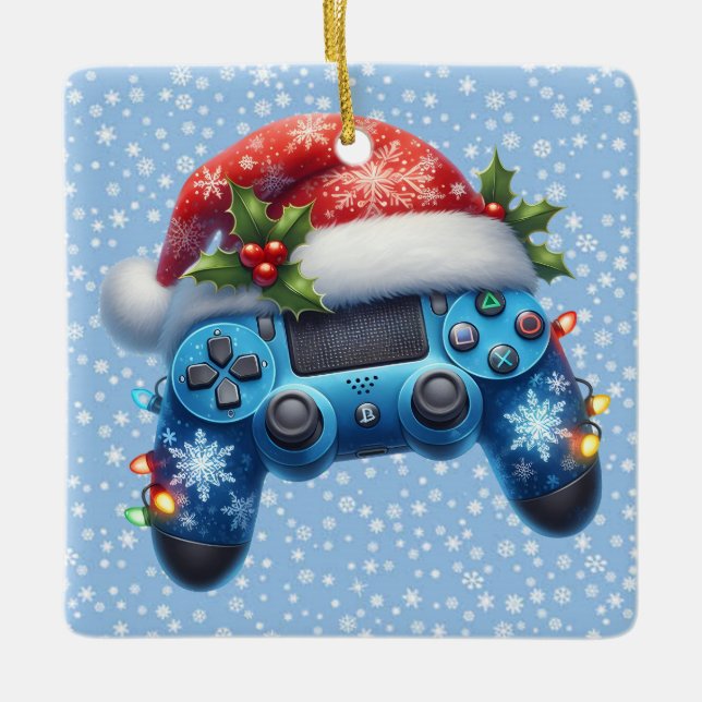 Weihnachtsmannmütze Game Controller Ornament (Vorderseite)