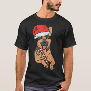 Weihnachtsmannmütze German Shepherd Dog Weihnachte T-Shirt