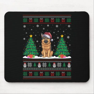 Weihnachtsmannmütze German Shepherd Dog Xmas Tree Mousepad
