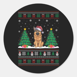Weihnachtsmannmütze German Shepherd Dog Xmas Tree  Runder Aufkleber