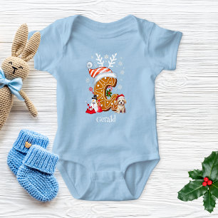 Weihnachtsmannmütze Gingerbread Alphabet G Baby Strampler