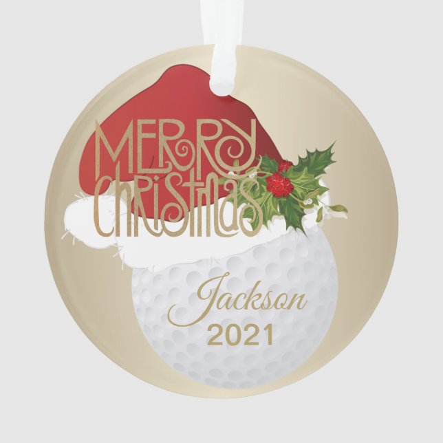 Weihnachtsmannmütze Golf 🏌️ ‍ Ball ♂️| DIREKT Ornament (Rückseite)