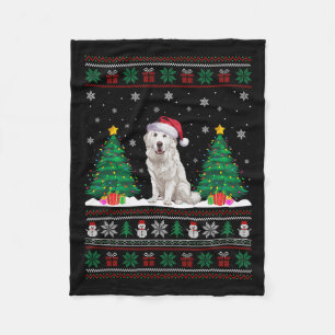 Weihnachtsmannmütze Große Pyrenäen Hund Xmas Tree Fleecedecke