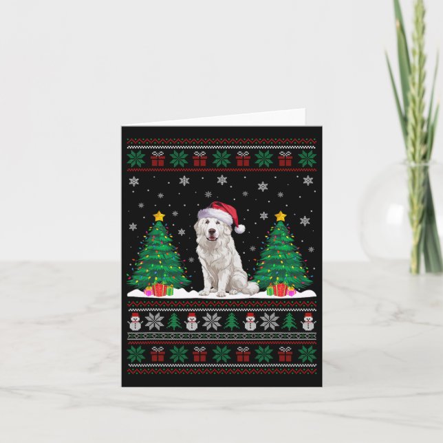 Weihnachtsmannmütze Große Pyrenäen Hund Xmas Tree  Karte (Vorderseite)