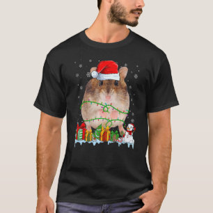 Weihnachtsmannmütze Hamster Weihnachtsbeleuchtung  T-Shirt