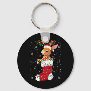 Weihnachtsmannmütze Hare Animal in Socken Xmas Tre Schlüsselanhänger